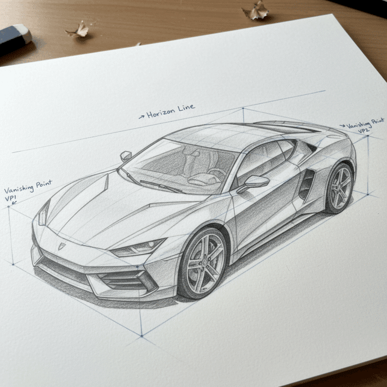 Auto Perspective 5 Easy Steps: How to Draw a Car Perspective