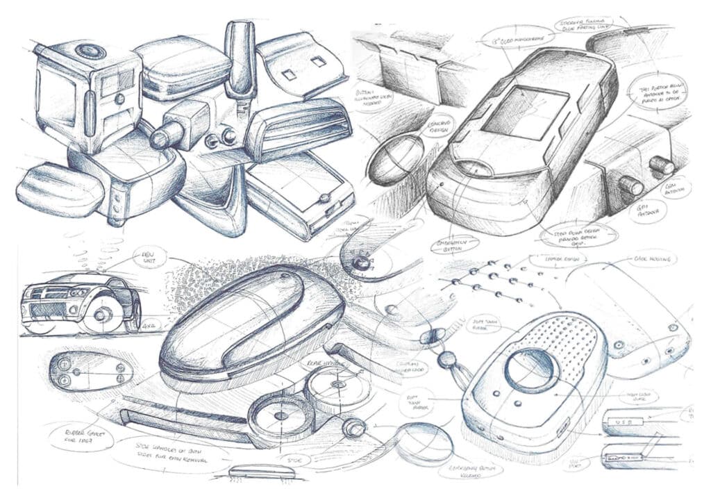 Portfolio CS3 Hand-drawn sketches of innovative tech gadgets and automotive designs, showcasing creative product concepts. | Sky Rye Design Hand-drawn sketches of innovative tech gadgets and automotive designs, showcasing creative product concepts.