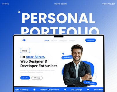 Personal portfolio webpage of a web designer and developer, showcasing skills in UX/UI design, digital marketing, and more.