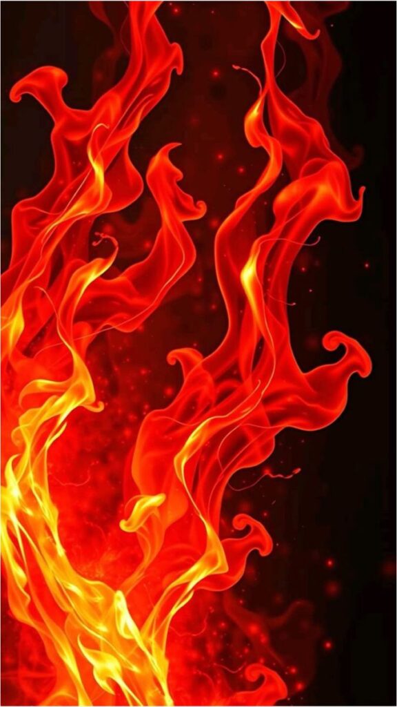 Vivid red and yellow flames on a dark background, creating a striking and dynamic visual effect.