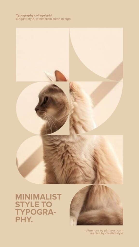 cb736f31492331454c3ec6125668ae2d Minimalist cat typography collage with geometric patterns, elegant design, and modern aesthetic. | Sky Rye Design Minimalist cat typography collage with geometric patterns, elegant design, and modern aesthetic.