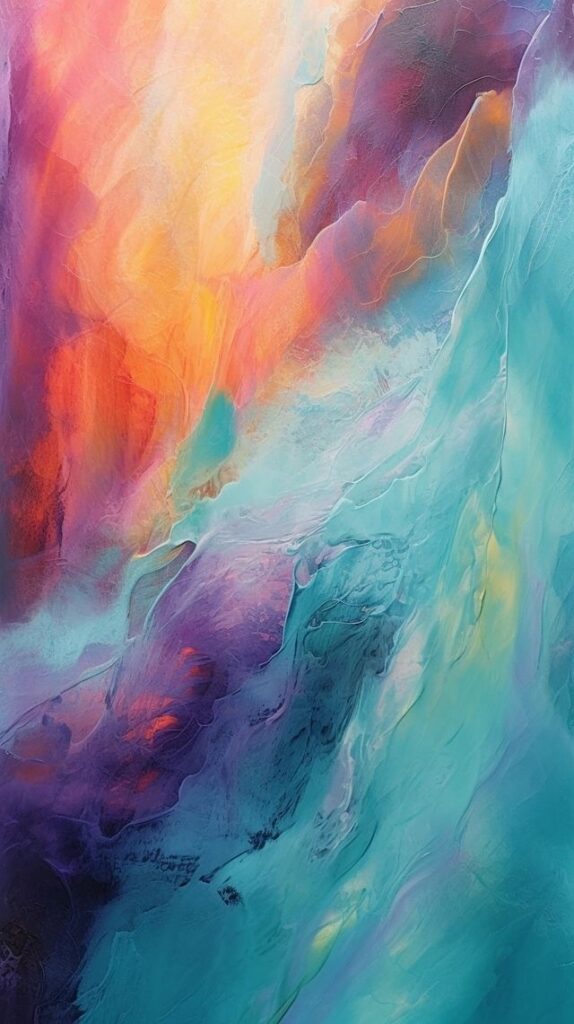 e9238a97-67c2-456e-b5b3-8c9ae8ec1fdd Abstract painting with vibrant colors blending in waves, featuring orange, purple, and teal hues. | Sky Rye Design Abstract painting with vibrant colors blending in waves, featuring orange, purple, and teal hues.