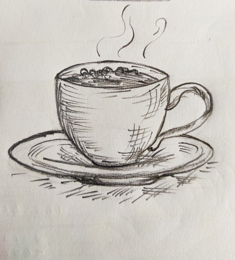 f1f44a667378b42b416455b336137504 Sketch of steaming coffee cup on saucer, hand-drawn with pencil, conveying warmth and coziness. | Sky Rye Design Sketch of steaming coffee cup on saucer, hand-drawn with pencil, conveying warmth and coziness.