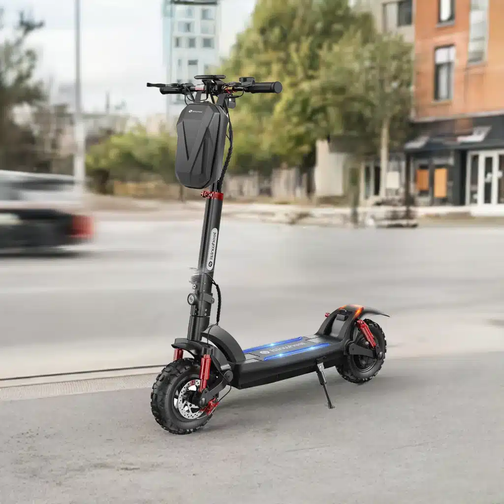 gps_generated_5000x Electric scooter with off-road tires parked on urban street, offering modern and eco-friendly transportation. | Sky Rye Design Electric scooter with off-road tires parked on urban street, offering modern and eco-friendly transportation.