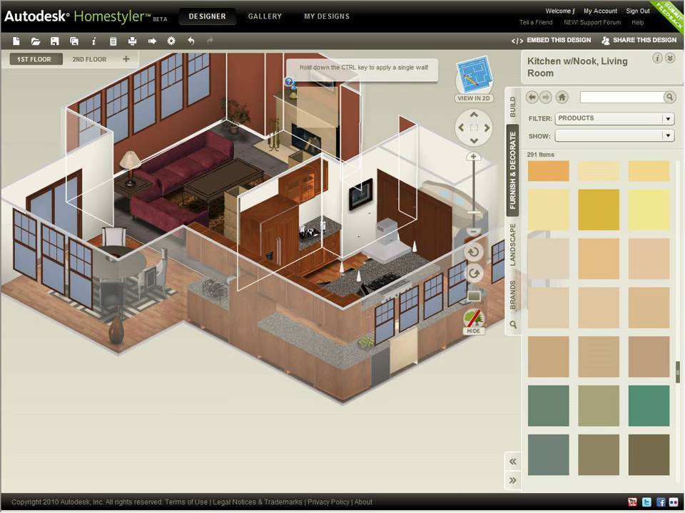maxresdefault 10 3D home design layout in Autodesk Homestyler showing kitchen, dining, and living areas with furniture and color options. | Sky Rye Design 3D home design layout in Autodesk Homestyler showing kitchen, dining, and living areas with furniture and color options.