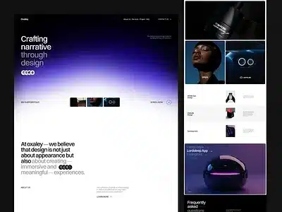 Innovative design agency webpage showcasing immersive digital experiences with bold, modern visuals and sleek interfaces.