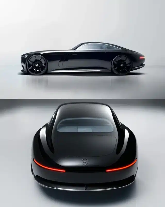 the-new-mercedes-vision-iconic-v0-dfqc7q85rhvf1 Sleek black luxury car, side and rear view, showcasing modern design and elegant curves in a pristine setting. | Sky Rye Design Sleek black luxury car, side and rear view, showcasing modern design and elegant curves in a pristine setting.