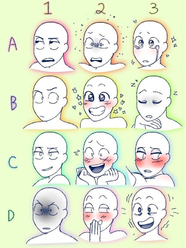 Emotions illustrated in cartoon faces, showing a variety of expressions like confusion, happiness, shyness, and more against a colorful background.
