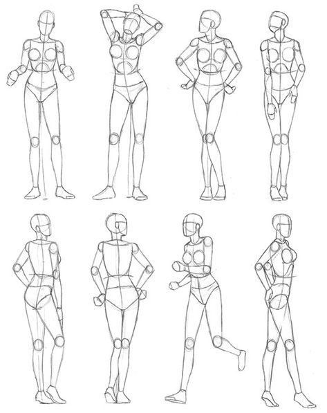 08c36962195f88ad93a8dd047cd3df30 Sketch of eight female anatomical poses for drawing practice, highlighting joint articulation and movement in various stances. | Sky Rye Design Sketch of eight female anatomical poses for drawing practice, highlighting joint articulation and movement in various stances.