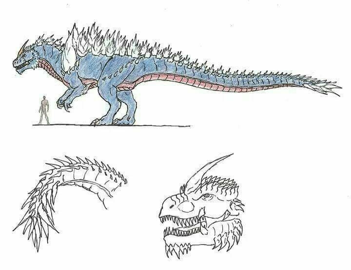 _ 1 Illustrated blue dragon comparison with human, showcasing spiky back, detailed head, and tail close-ups for size reference and design insight. | Sky Rye Design Illustrated blue dragon comparison with human, showcasing spiky back, detailed head, and tail close-ups for size reference and design insight.