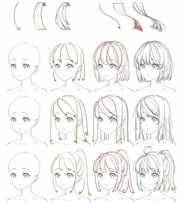 _ 18 Tutorial on drawing anime hairstyles: step-by-step guide on sketching and styling short and long hair for characters. | Sky Rye Design Tutorial on drawing anime hairstyles: step-by-step guide on sketching and styling short and long hair for characters.