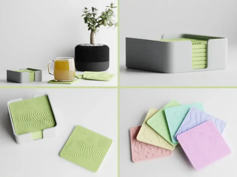 2024-07-11_c0283e6e47a07 Colorful textured coasters in a box, featuring green, pink, and blue designs. Perfect for adding style to home décor and protecting surfaces. | Sky Rye Design Colorful textured coasters in a box, featuring green, pink, and blue designs. Perfect for adding style to home décor and protecting surfaces.