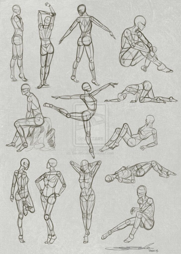 2207f0c4bd5cfde3c74b386f2e01b3c9 Sketch of mannequin figures in various dynamic poses, showcasing human anatomy and motion studies on a textured background. | Sky Rye Design Sketch of mannequin figures in various dynamic poses, showcasing human anatomy and motion studies on a textured background.