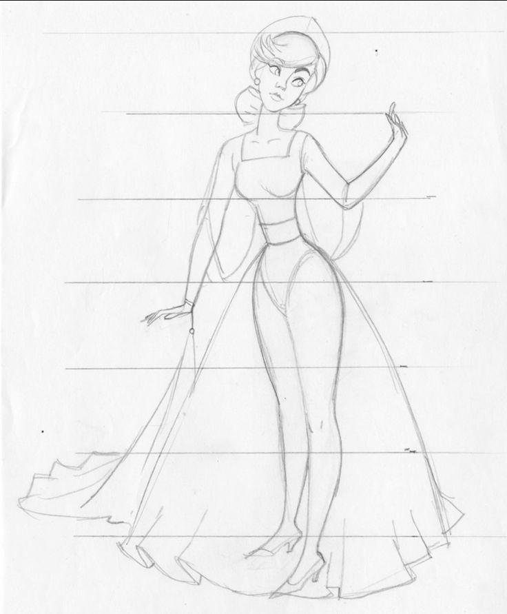 _ 26 Sketch of a graceful woman in an elegant gown, showcasing fluid lines and delicate features, highlighting artistic fashion design. | Sky Rye Design Sketch of a graceful woman in an elegant gown, showcasing fluid lines and delicate features, highlighting artistic fashion design.