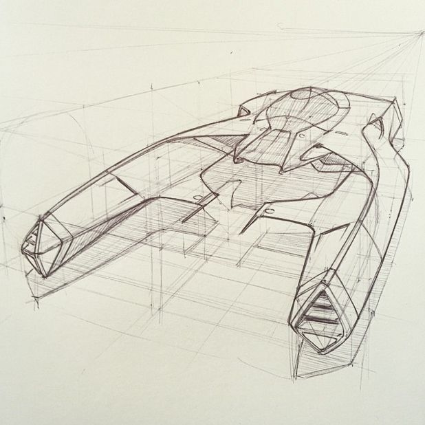 _ 3 Concept sketch of a futuristic spaceship design with sleek lines and aerodynamic features in pencil on paper. | Sky Rye Design Concept sketch of a futuristic spaceship design with sleek lines and aerodynamic features in pencil on paper.
