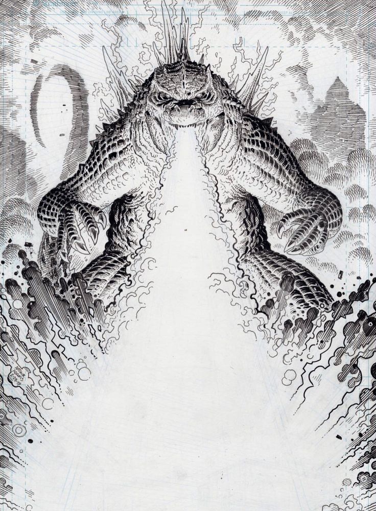 _ 3 Black and white illustration of a roaring monster breathing fire with stormy clouds and striking details, capturing a fierce, mythical scene. | Sky Rye Design Black and white illustration of a roaring monster breathing fire with stormy clouds and striking details, capturing a fierce, mythical scene.