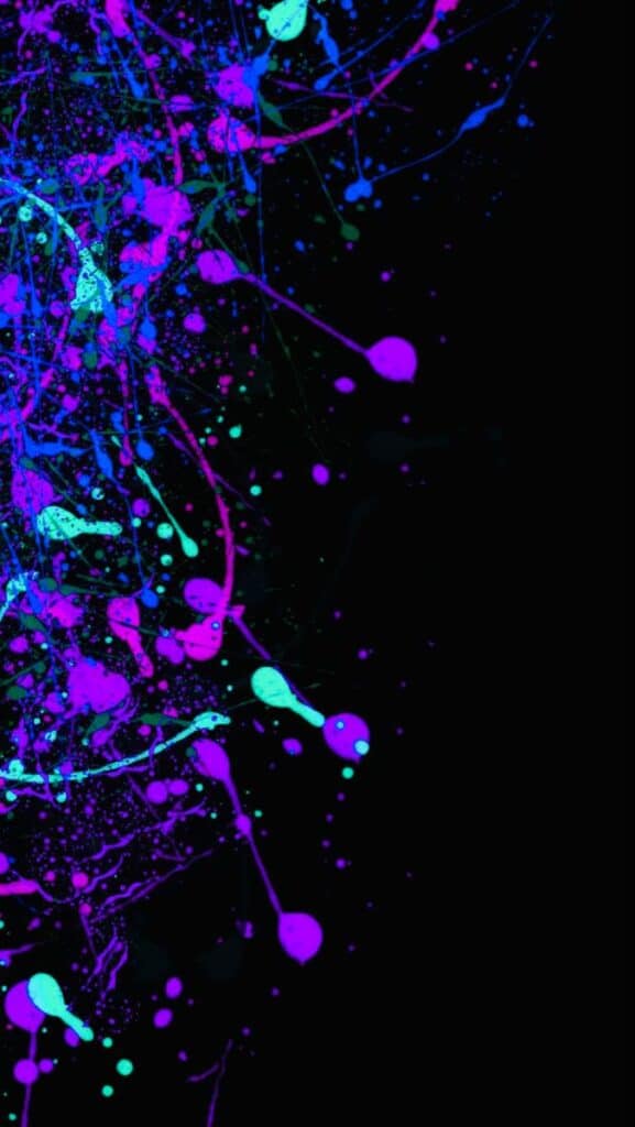 322220a4641ce248149a039905354670 Abstract neon paint splatter on black background, featuring vivid pink, blue, and green colors creating vibrant artistic contrast. | Sky Rye Design Abstract neon paint splatter on black background, featuring vivid pink, blue, and green colors creating vibrant artistic contrast.