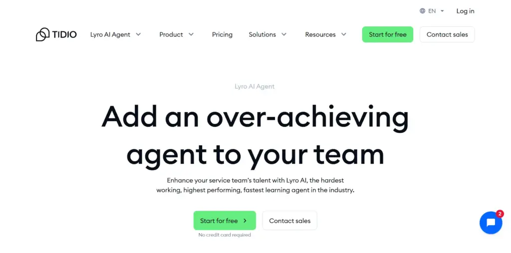 4 Lyro AI Agent homepage offering over-achieving virtual agents for teams, with options to start for free or contact sales. | Sky Rye Design Lyro AI Agent homepage offering over-achieving virtual agents for teams, with options to start for free or contact sales.