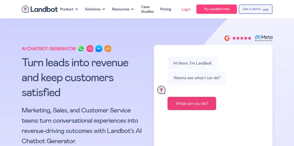 5 Landbot AI chatbot generator: Convert leads into revenue and enhance customer satisfaction with conversational experiences. | Sky Rye Design Landbot AI chatbot generator: Convert leads into revenue and enhance customer satisfaction with conversational experiences.