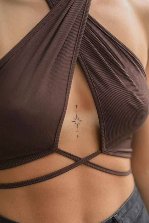 56e9737558adcdf27eff123af05d3996 Brown top with cross straps, simple geometric star tattoo on skin. Fashionable and minimalist design. | Sky Rye Design Brown top with cross straps, simple geometric star tattoo on skin. Fashionable and minimalist design.