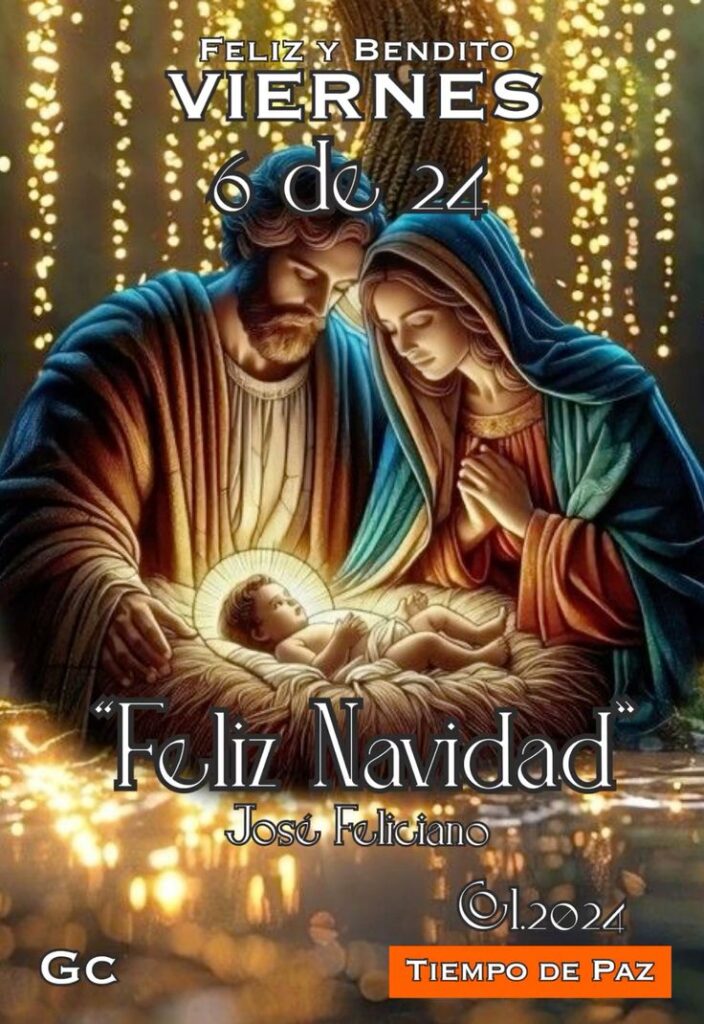 6e1957aea4f49358b6684b76e95fdb46 Nativity scene with Mary, Joseph, and baby Jesus, surrounded by glowing lights. Text: Feliz Navidad by José Feliciano. | Sky Rye Design Nativity scene with Mary, Joseph, and baby Jesus, surrounded by glowing lights. Text: Feliz Navidad by José Feliciano.