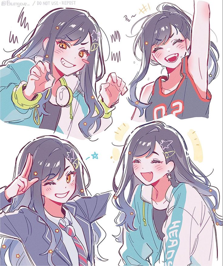 6fc05bfc-5ba5-4401-836b-e9757d9f1c58 Four joyful anime-style girls with diverse expressions and outfits, showcasing vibrant colors and lively personalities. | Sky Rye Design Four joyful anime-style girls with diverse expressions and outfits, showcasing vibrant colors and lively personalities.