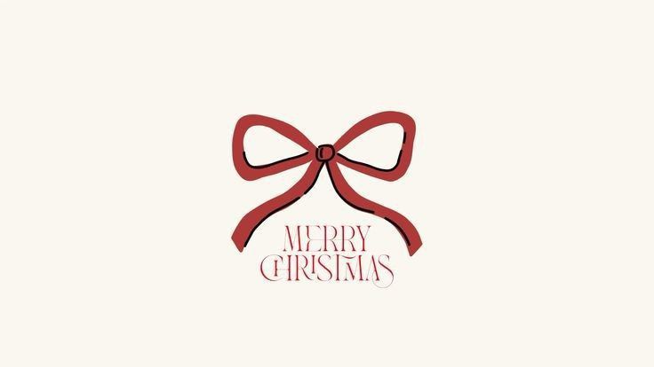 Red Christmas bow with Merry Christmas text on a white background. Ideal festive design for holiday greetings and decorations.