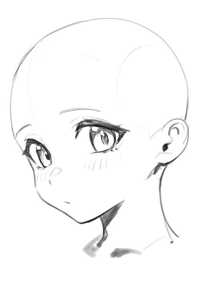 Anime character sketch with large expressive eyes, showcasing a minimalistic and elegant drawing style.