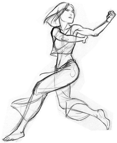 Dynamic pencil sketch of a woman leaping gracefully, showcasing movement and action. Ideal for dance, art, or motion concepts.
