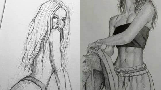 Avoid These Common Figure Drawing Mistakes Side-by-side pencil sketches of two women, featuring detailed line work on hair, clothing, and toned physique. Artistic sketch art. | Sky Rye Design Side-by-side pencil sketches of two women, featuring detailed line work on hair, clothing, and toned physique. Artistic sketch art.