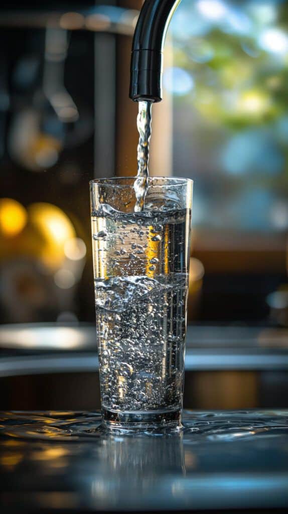 Discover and download free images Crystal Clear Glass of water being filled by a faucet, with bubbles and reflections, suggesting freshness and purity. | Sky Rye Design Glass of water being filled by a faucet, with bubbles and reflections, suggesting freshness and purity.