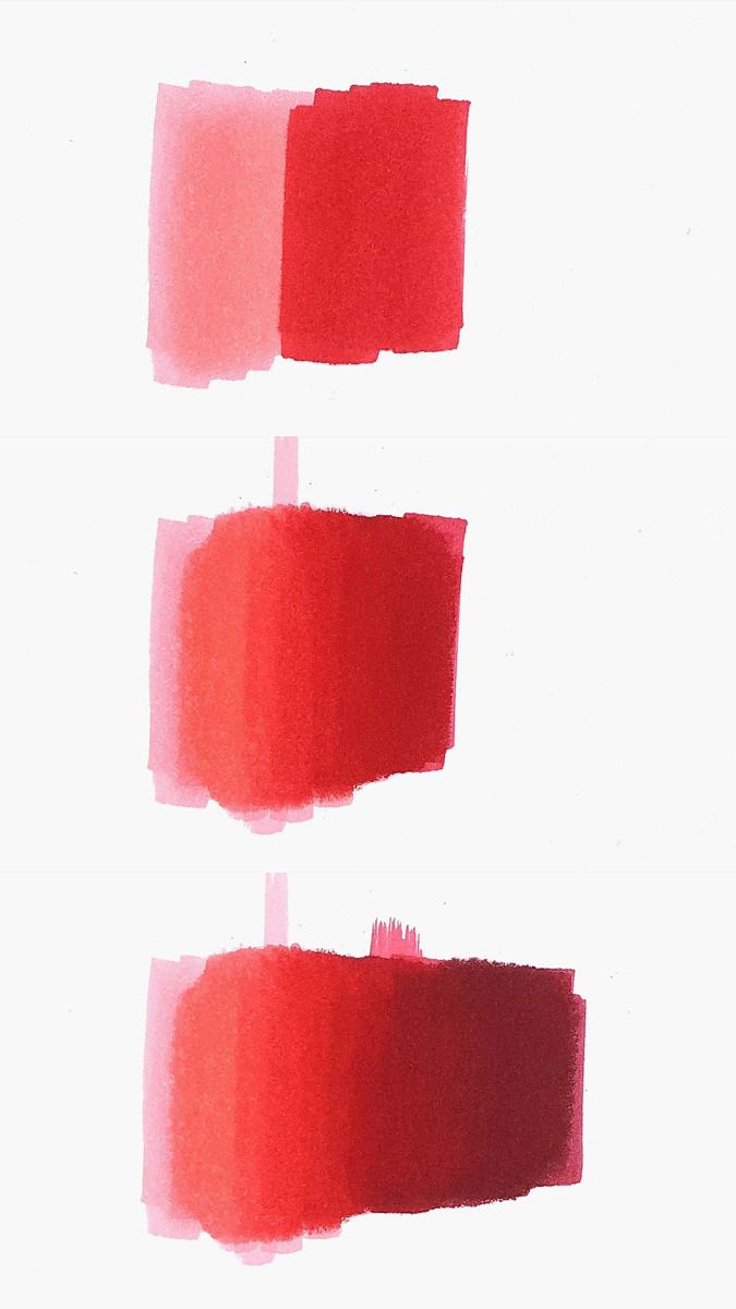 Three red gradient swatches varying from light pink to deep red on a white background.