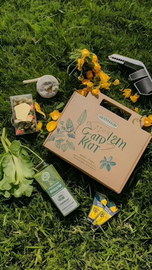 Plant for health Medicinal Garden Kit DIY garden kit on grass, surrounded by gardening tools and flowers, ideal for home gardening enthusiasts seeking sustainable solutions. | Sky Rye Design DIY garden kit on grass, surrounded by gardening tools and flowers, ideal for home gardening enthusiasts seeking sustainable solutions.