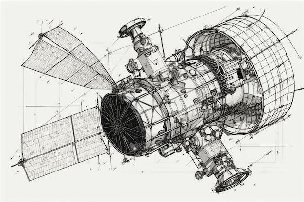 Satelite Photos - Download Free High-Quality Pictures _ Freepik Detailed blueprint sketch of a satellite with solar panels and intricate design, illustrating space technology and engineering. | Sky Rye Design Detailed blueprint sketch of a satellite with solar panels and intricate design, illustrating space technology and engineering.
