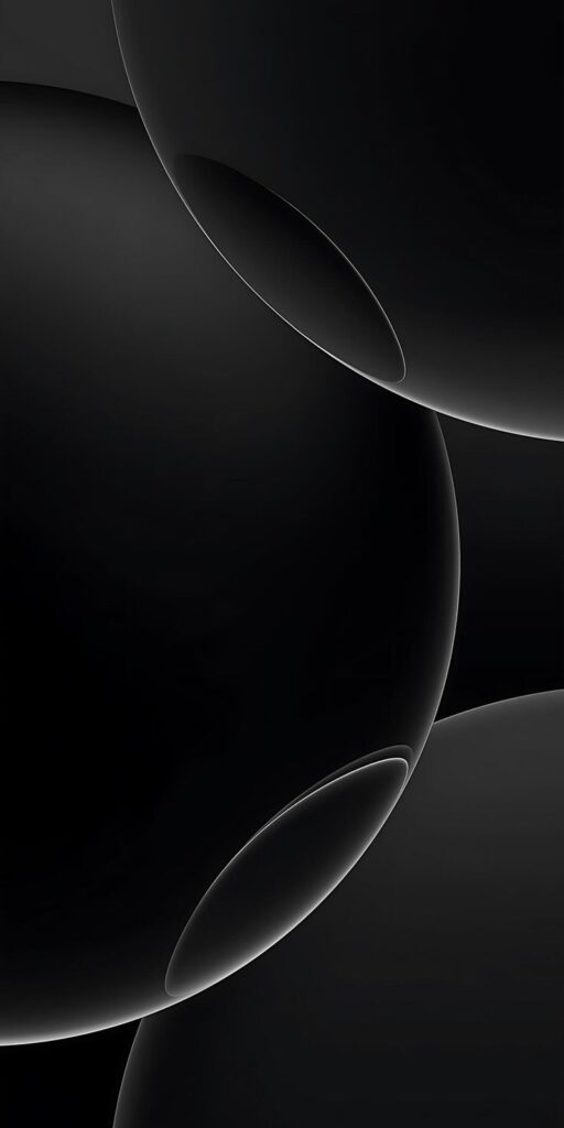 Some iPhone wallpapers_ Part 4 Abstract black spheres overlapping with subtle highlights, creating a minimalist and modern design. | Sky Rye Design Abstract black spheres overlapping with subtle highlights, creating a minimalist and modern design.