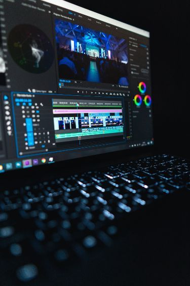 Unleashing creativity with Adobe 🎬✨ VideoEditingMagic AdobePremierePro _ Video editing sof Laptop screen displaying a video editing software interface with color grading tools and timeline in dark setting. | Sky Rye Design Laptop screen displaying a video editing software interface with color grading tools and timeline in dark setting.