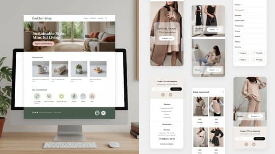 Viewing Deck Blog - 2025-11-12T222058326 Website design showcasing sustainable living products and fashion, featuring eco-friendly themes and minimalist aesthetics on a computer screen. | Sky Rye Design Website design showcasing sustainable living products and fashion, featuring eco-friendly themes and minimalist aesthetics on a computer screen.
