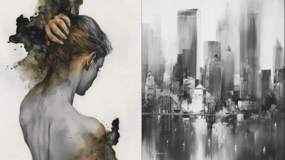 Viewing Deck Blog копия 25 Artistic blend of a contemplative figure with a hand on head beside a monochrome abstract cityscape. Modern expressionist art scene. | Sky Rye Design Artistic blend of a contemplative figure with a hand on head beside a monochrome abstract cityscape. Modern expressionist art scene.