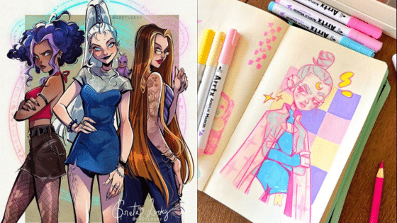 Viewing Deck Blog копия 3 Colorful character art side by side with a sketchbook illustration; vibrant markers and pencil set the creative scene. | Sky Rye Design Colorful character art side by side with a sketchbook illustration; vibrant markers and pencil set the creative scene.