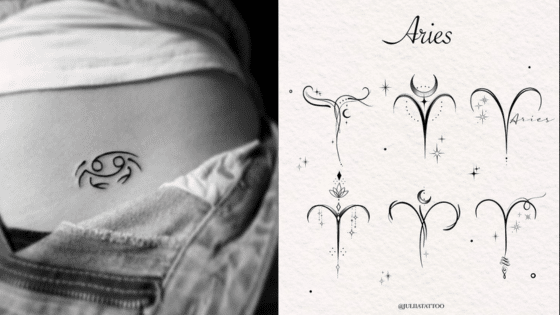 Viewing Deck Blog копия 5 Tattoo designs featuring Aries and Cancer symbols; intricate zodiac art and an inked Cancer tattoo on the waist. | Sky Rye Design Tattoo designs featuring Aries and Cancer symbols; intricate zodiac art and an inked Cancer tattoo on the waist.