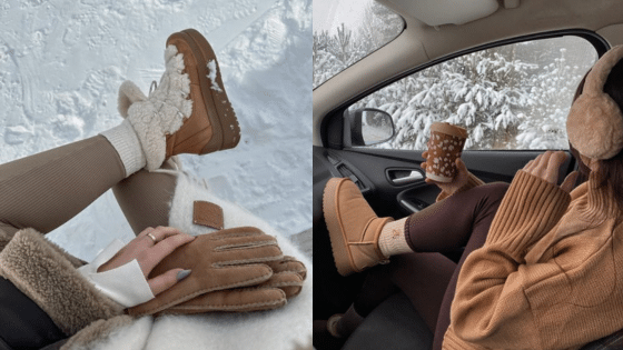 Viewing Deck Blog копия 7 Cozy winter vibes: person in warm boots and sweater, enjoying a snowy day from a car, with a hot drink in hand and scenic snow view. | Sky Rye Design Cozy winter vibes: person in warm boots and sweater, enjoying a snowy day from a car, with a hot drink in hand and scenic snow view.