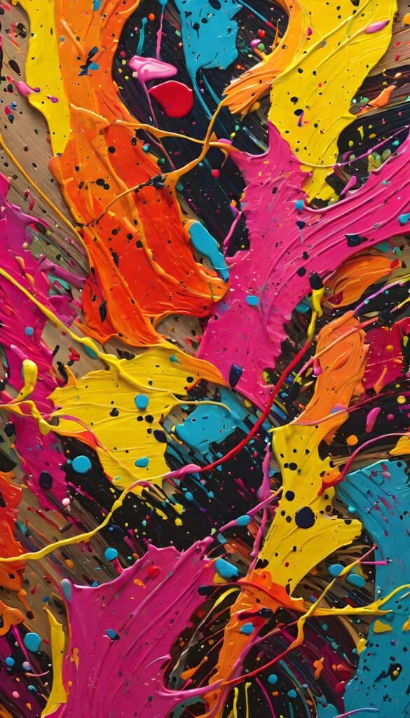 ad299e45bfb79689a4673b5da5529f58 Abstract art splash with vibrant colors: pink, orange, blue, and yellow paint strokes create a dynamic, eye-catching pattern. | Sky Rye Design Abstract art splash with vibrant colors: pink, orange, blue, and yellow paint strokes create a dynamic, eye-catching pattern.