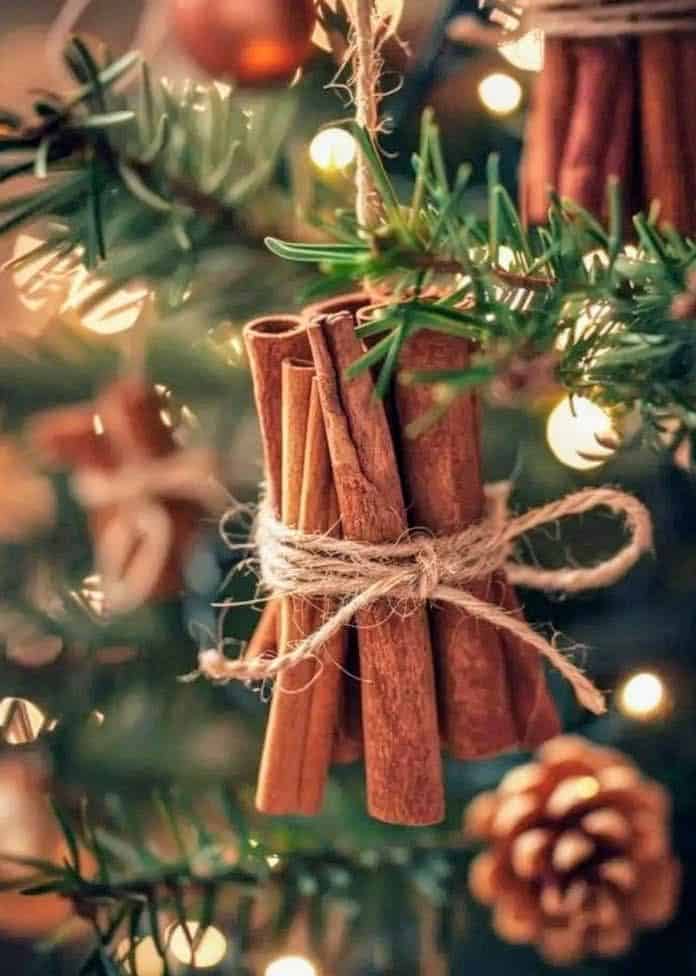 ad9419cecdff2ab96e62afe9c4d47de7 Cinnamon sticks tied with twine hanging on a Christmas tree branch, surrounded by warm festive lights and greenery. Cozy holiday decoration. | Sky Rye Design Cinnamon sticks tied with twine hanging on a Christmas tree branch, surrounded by warm festive lights and greenery. Cozy holiday decoration.