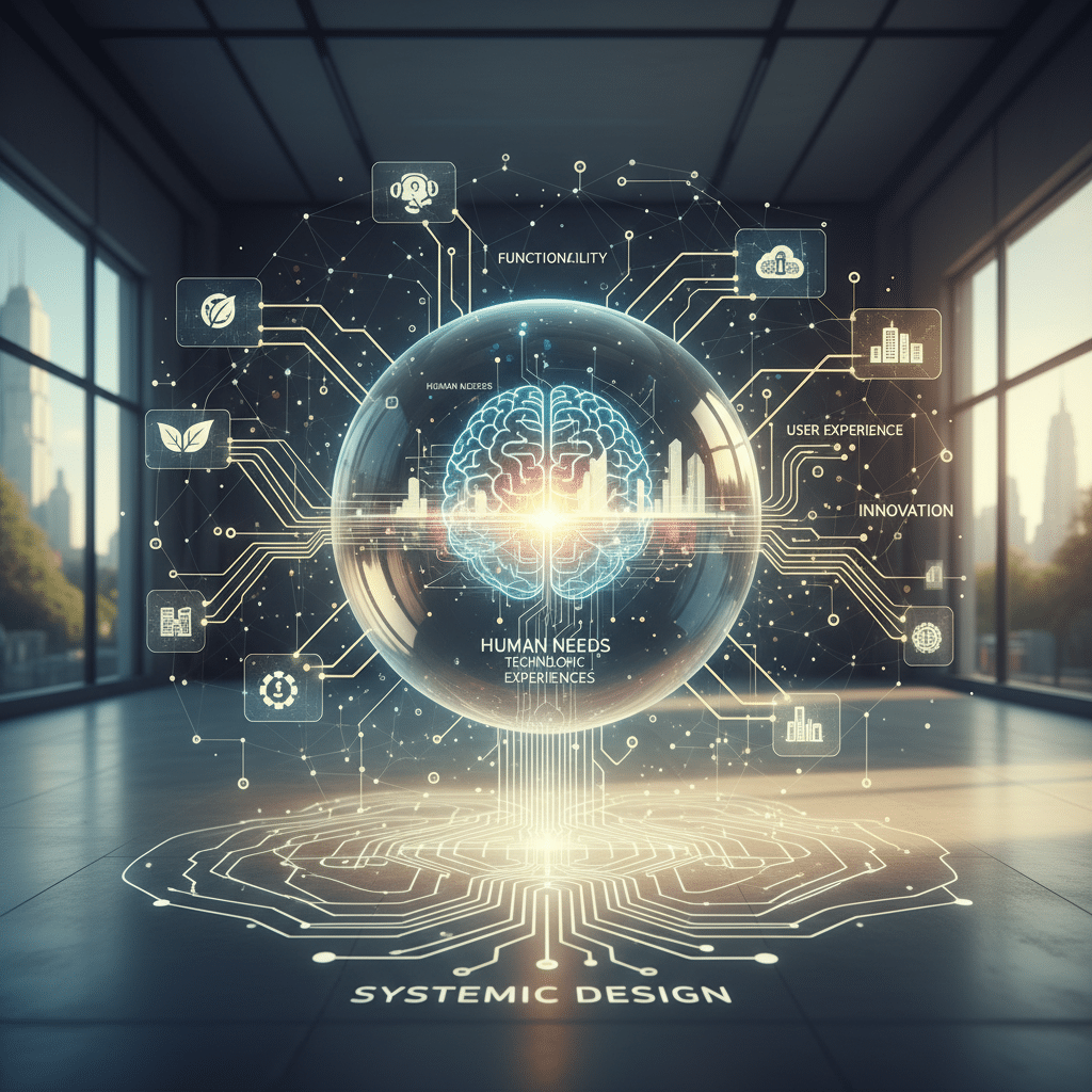 ai-photo-studio-1763563267556-1 Futuristic AI concept: digital brain inside a sphere with technology icons, highlighting innovation, user experience, and systemic design. | Sky Rye Design Futuristic AI concept: digital brain inside a sphere with technology icons, highlighting innovation, user experience, and systemic design.