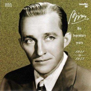 bing crosby Black and white album cover with a man in a suit, titled His Legendary Years 1931-1957. | Sky Rye Design Black and white album cover with a man in a suit, titled His Legendary Years 1931-1957.