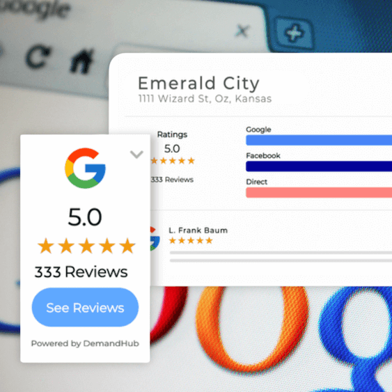 buy-google-reviews-2 Google review rating 5 stars for Emerald City, 333 reviews at 1111 Wizard St, Kansas. Powered by DemandHub. | Sky Rye Design Google review rating 5 stars for Emerald City, 333 reviews at 1111 Wizard St, Kansas. Powered by DemandHub.