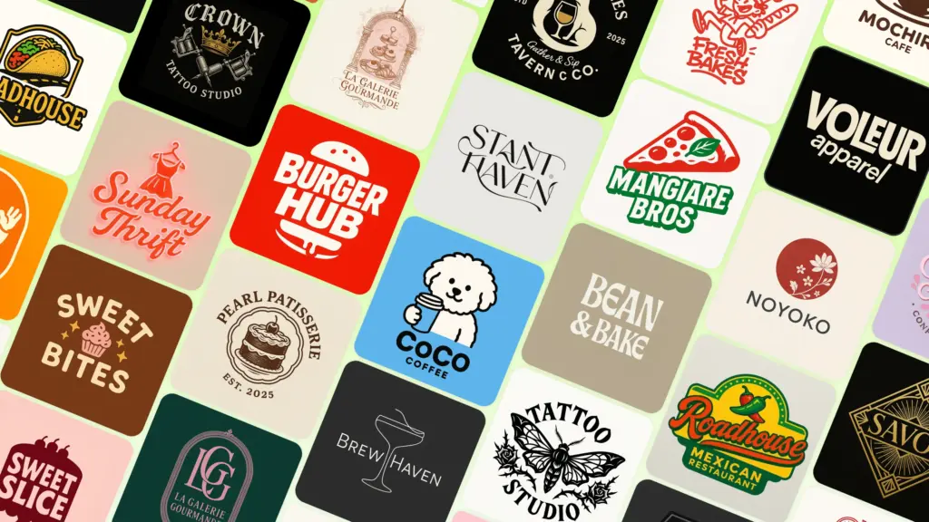 daab6be0eded2b5b43f3bc5f59d664d8 Colorful grid showcasing diverse business logos, including food, fashion, and coffee brands, emphasizing creativity and variety in design. | Sky Rye Design Colorful grid showcasing diverse business logos, including food, fashion, and coffee brands, emphasizing creativity and variety in design.