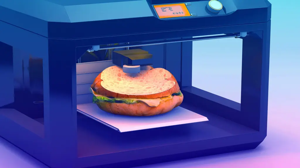 food-3d-printing-3d-printed-food 3D printer creating a sandwich, showcasing innovative food technology. | Sky Rye Design 3D printer creating a sandwich, showcasing innovative food technology.