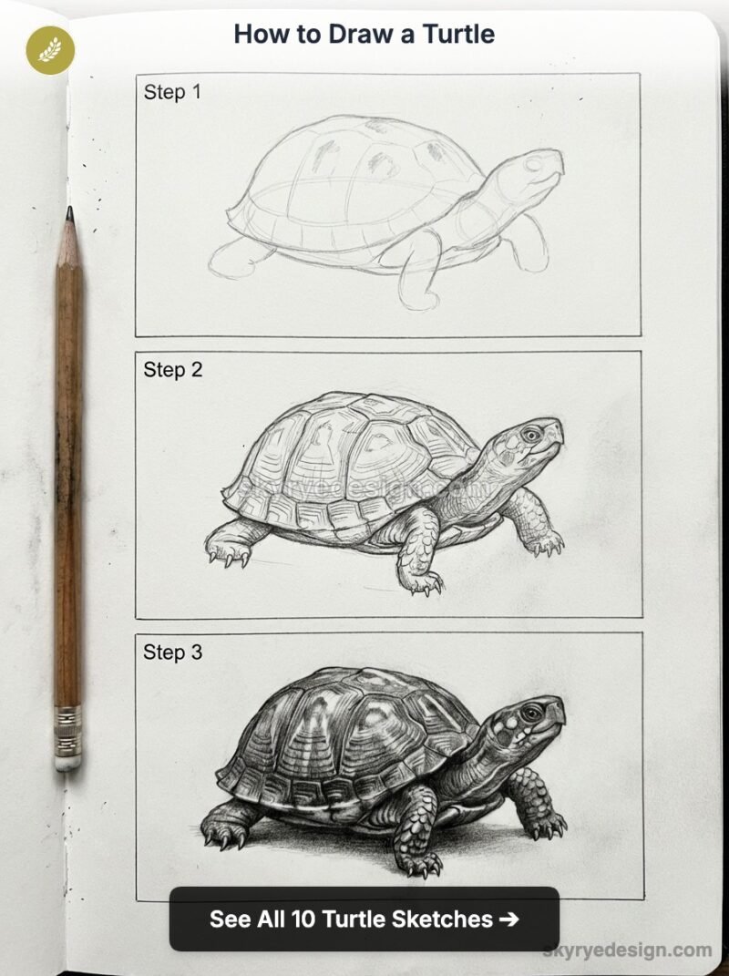 Turtle Picture Vs Drawing Easy Guide: How to Draw a Turtle Step-by-Step