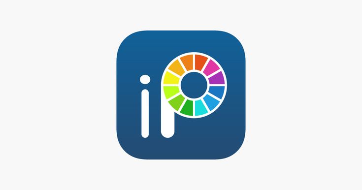 Color wheel logo on blue background, featuring a vibrant spectrum circle design for a creative app icon.
